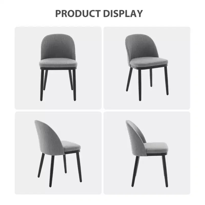 Set of 2 Upholstered Armless Dining Chairs with Curved Backrest