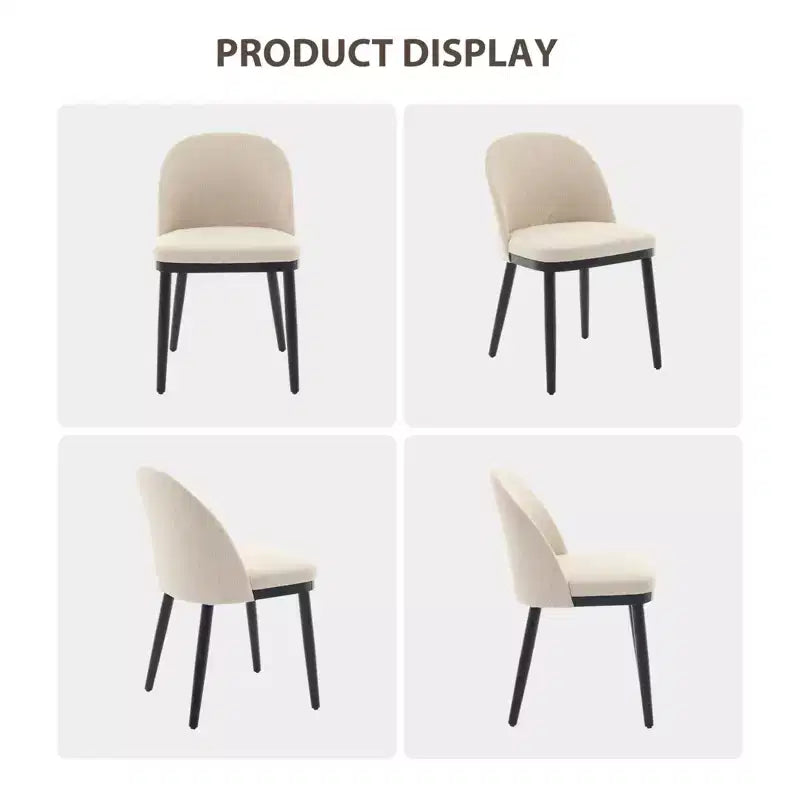 Set of 2 Upholstered Armless Dining Chairs with Curved Backrest