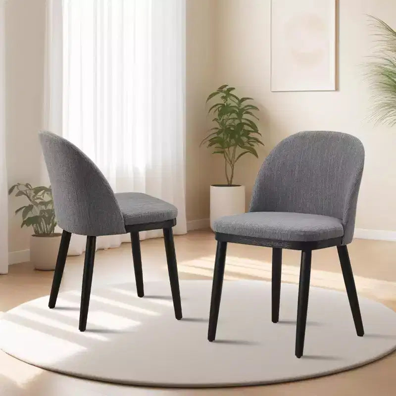 Set of 2 Upholstered Armless Dining Chairs with Curved Backrest