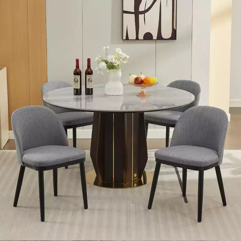 Set of 2 Upholstered Armless Dining Chairs with Curved Backrest