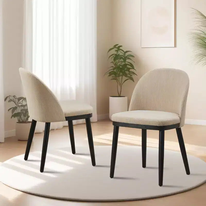 Set of 2 Upholstered Armless Dining Chairs with Curved Backrest