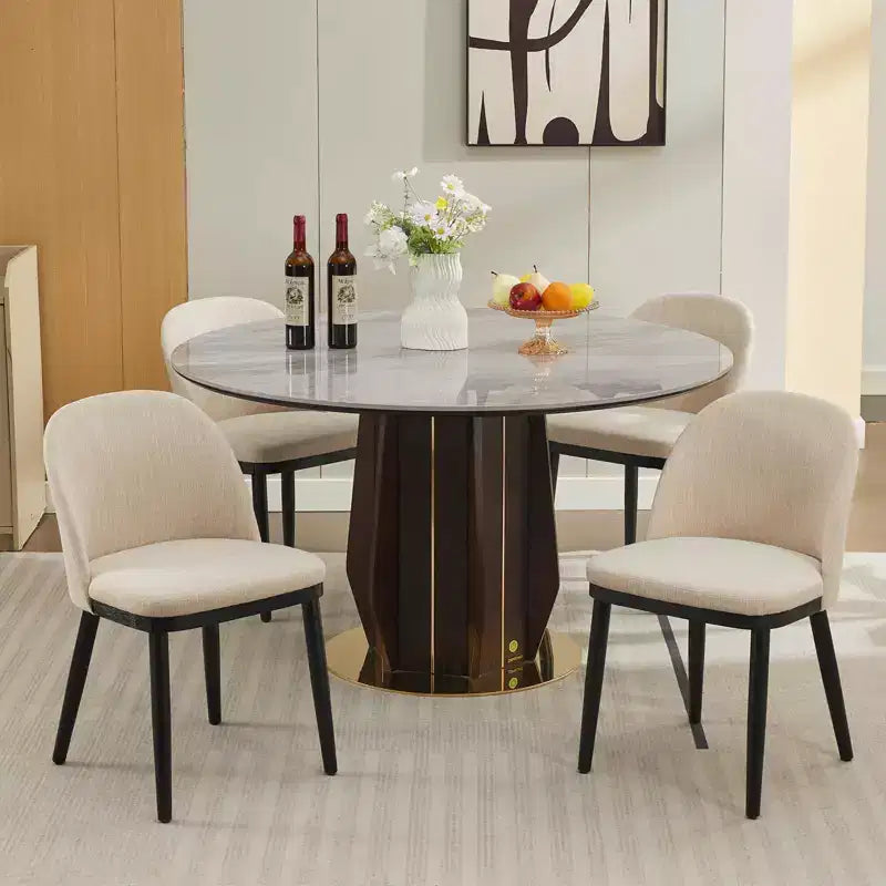 Set of 2 Upholstered Armless Dining Chairs with Curved Backrest