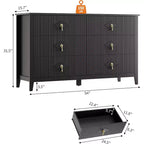 Commode 6 Tiroirs avec Poignées Métalliques, Meuble de Rangement en Bois pour Chambre à Coucher, Salon, Couloir