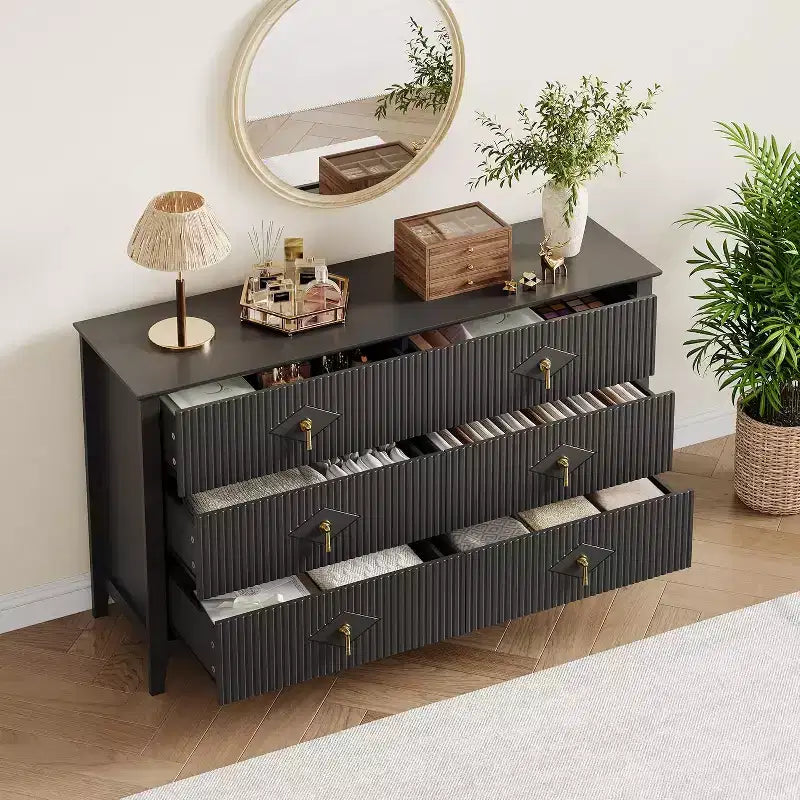 6-Drawer Chest of Drawers with Metal Handles, Wooden Storage Cabinet for Bedroom, Living Room, Hallway