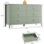 Commode 6 Tiroirs avec Poignées Métalliques, Meuble de Rangement en Bois pour Chambre à Coucher, Salon, Couloir
