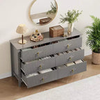 Commode 6 Tiroirs avec Poignées Métalliques, Meuble de Rangement en Bois pour Chambre à Coucher, Salon, Couloir