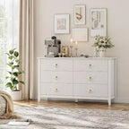 Commode 6 Tiroirs avec Poignées Métalliques, Meuble de Rangement en Bois pour Chambre à Coucher, Salon, Couloir
