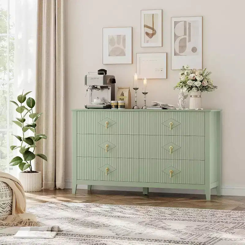 6-Drawer Chest of Drawers with Metal Handles, Wooden Storage Cabinet for Bedroom, Living Room, Hallway