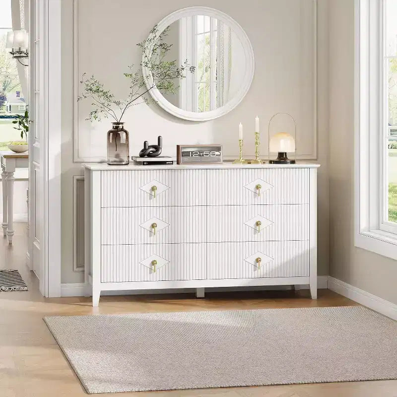 6-Drawer Chest of Drawers with Metal Handles, Wooden Storage Cabinet for Bedroom, Living Room, Hallway