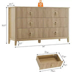 Commode 6 Tiroirs avec Poignées Métalliques, Meuble de Rangement en Bois pour Chambre à Coucher, Salon, Couloir