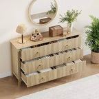 Commode 6 Tiroirs avec Poignées Métalliques, Meuble de Rangement en Bois pour Chambre à Coucher, Salon, Couloir