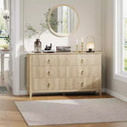 Commode 6 Tiroirs avec Poignées Métalliques, Meuble de Rangement en Bois pour Chambre à Coucher, Salon, Couloir
