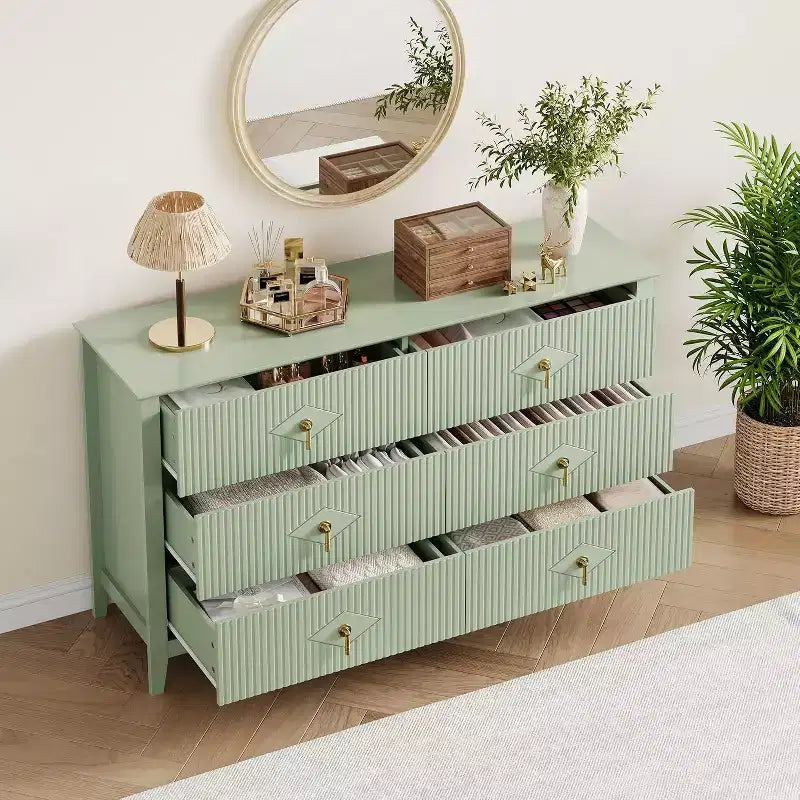 6-Drawer Chest of Drawers with Metal Handles, Wooden Storage Cabinet for Bedroom, Living Room, Hallway