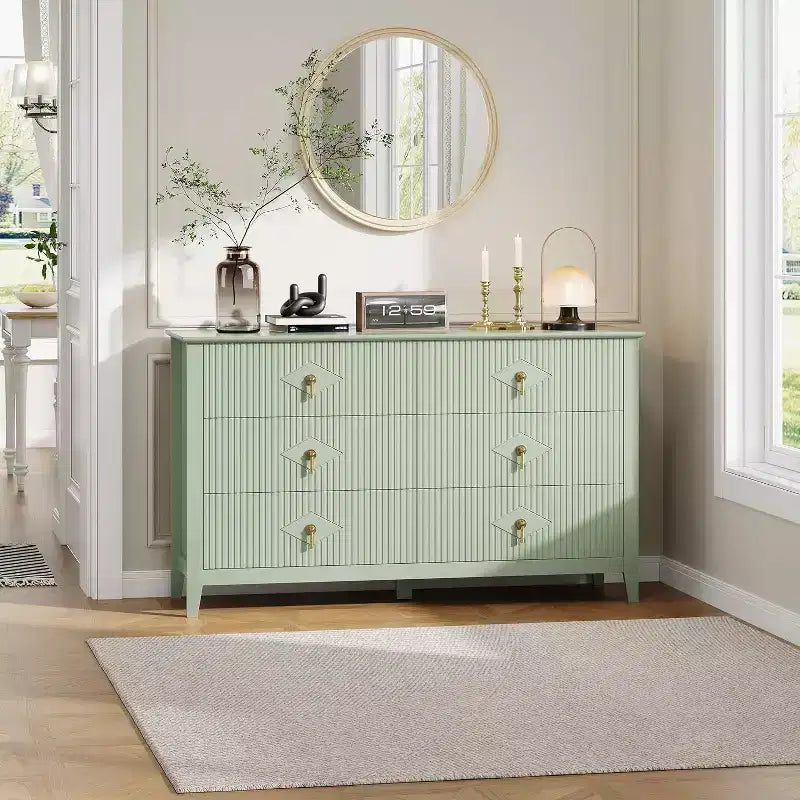6-Drawer Chest of Drawers with Metal Handles, Wooden Storage Cabinet for Bedroom, Living Room, Hallway