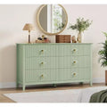 Bedroom Dressing Table with 6 Drawers, 54 Wide Modern Chest of Drawers with Metal Handles, Wooden Storage Cabinet for Bedroom, Living Room, Hallway