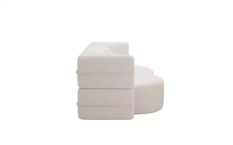 Modern Floor Sofa with 2 Pillows, Convertible Teddy Fabric Sleeper Sofa Bed for Living Room