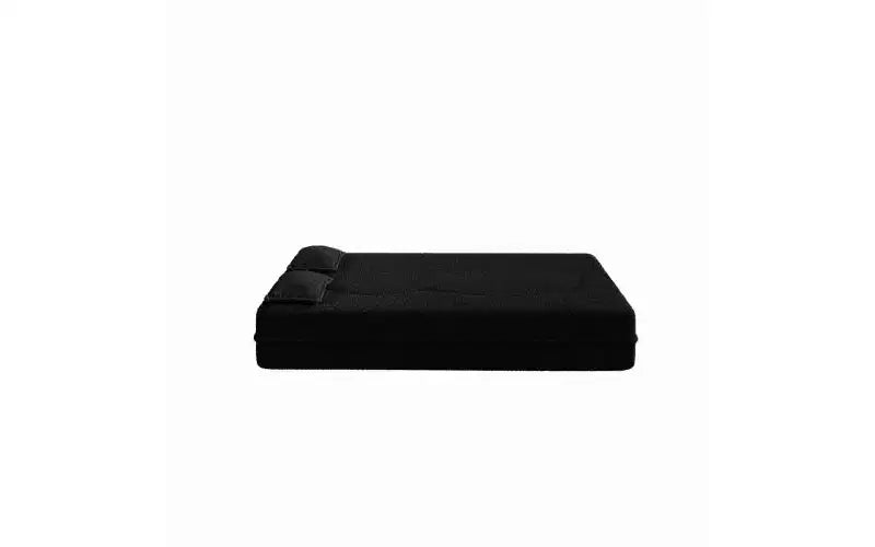 Modern Floor Sofa with 2 Pillows, Convertible Teddy Fabric Sleeper Sofa Bed for Living Room