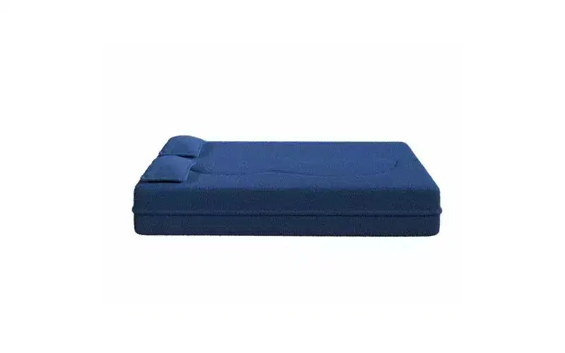 Modern Floor Sofa with 2 Pillows, Convertible Teddy Fabric Sleeper Sofa Bed for Living Room