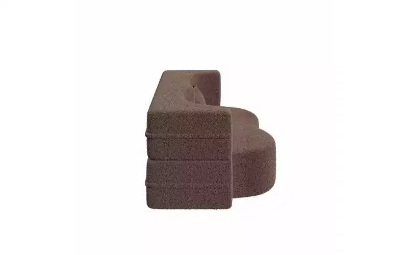 Modern Floor Sofa with 2 Pillows, Convertible Teddy Fabric Sleeper Sofa Bed for Living Room