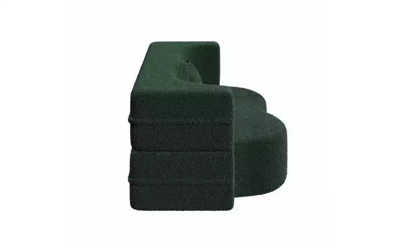Modern Floor Sofa with 2 Pillows, Convertible Teddy Fabric Sleeper Sofa Bed for Living Room