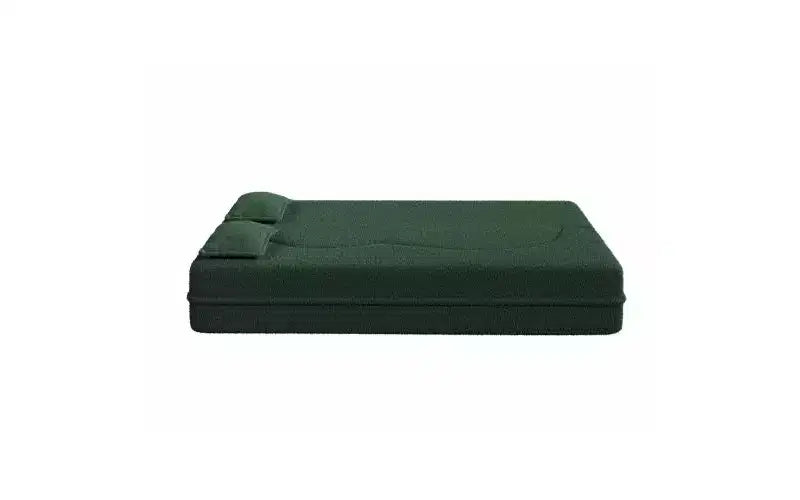 Modern Floor Sofa with 2 Pillows, Convertible Teddy Fabric Sleeper Sofa Bed for Living Room