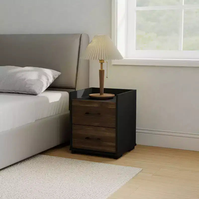 HOMLUX Modern 2-Drawer Nightstand Bedside End Side Table Brown