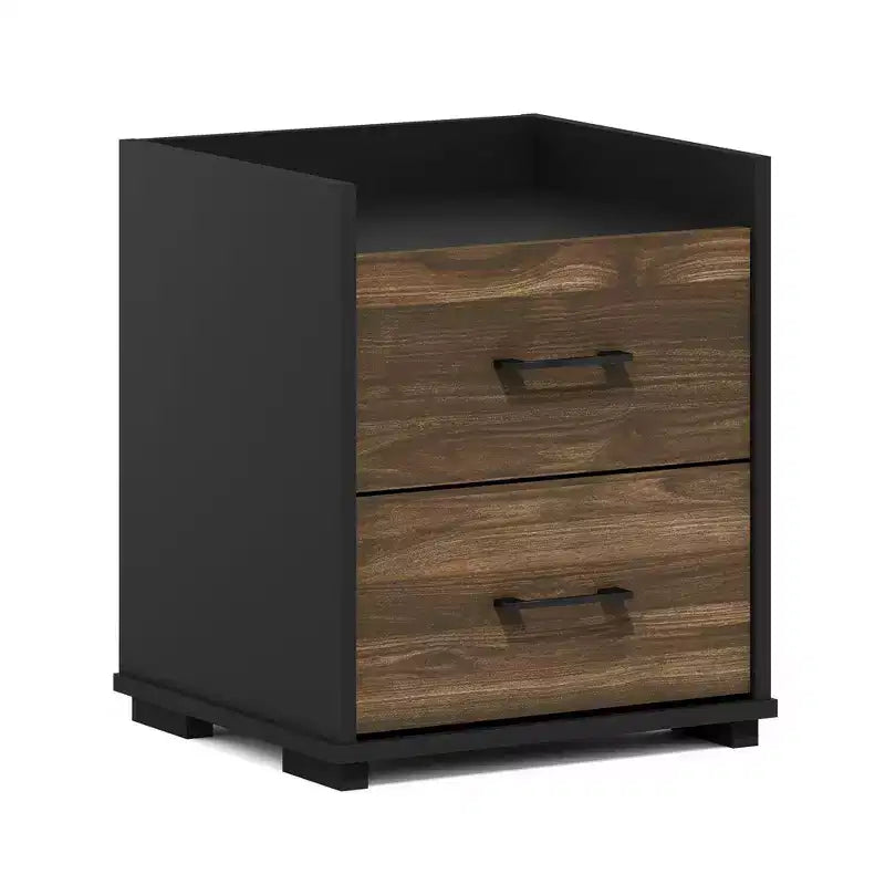 Modern 2-Drawer Nightstand Bedside End Side Table Brown