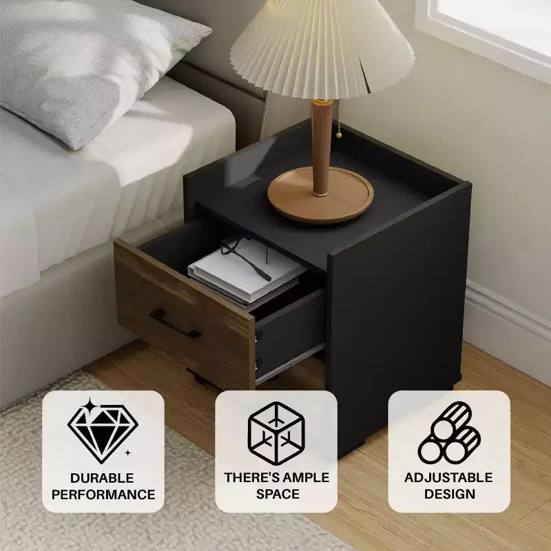Modern 2-Drawer Nightstand Bedside End Side Table Brown