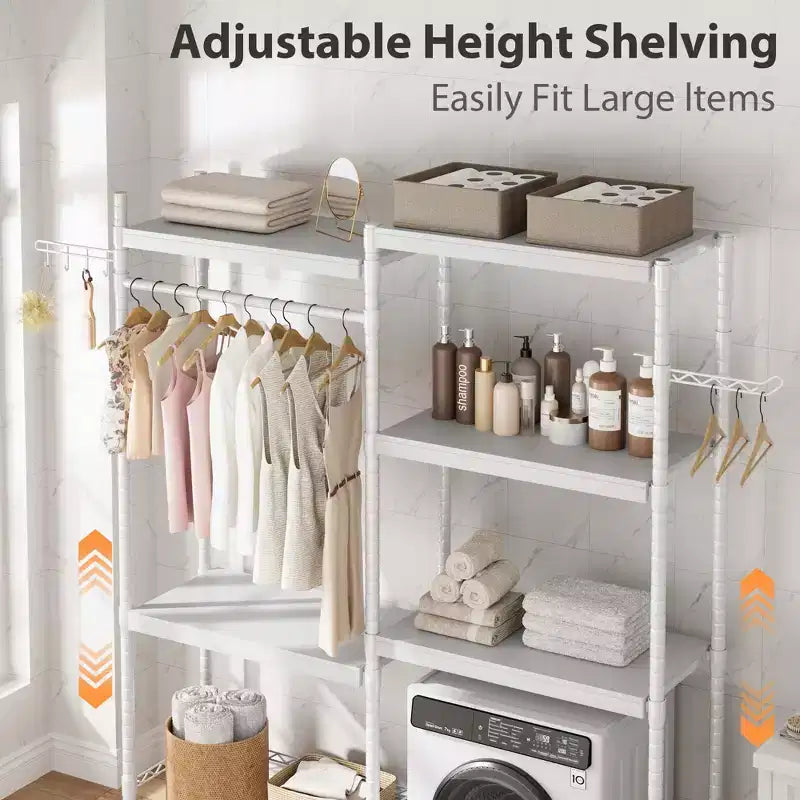 2-Tier Laundry Room Countertop - Waterproof Wood with 2.75'' Edge Rails & Anti-Slip Pads