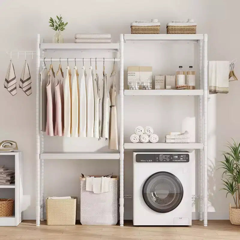 2-Tier Laundry Room Countertop - Waterproof Wood with 2.75'' Edge Rails & Anti-Slip Pads