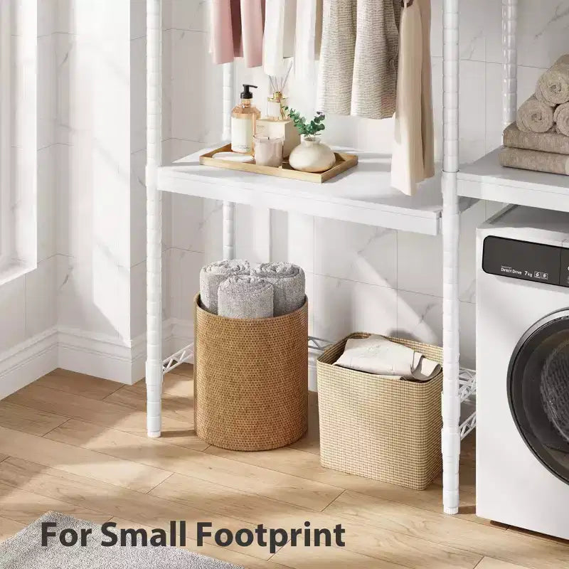 2-Tier Laundry Room Countertop - Waterproof Wood with 2.75'' Edge Rails & Anti-Slip Pads