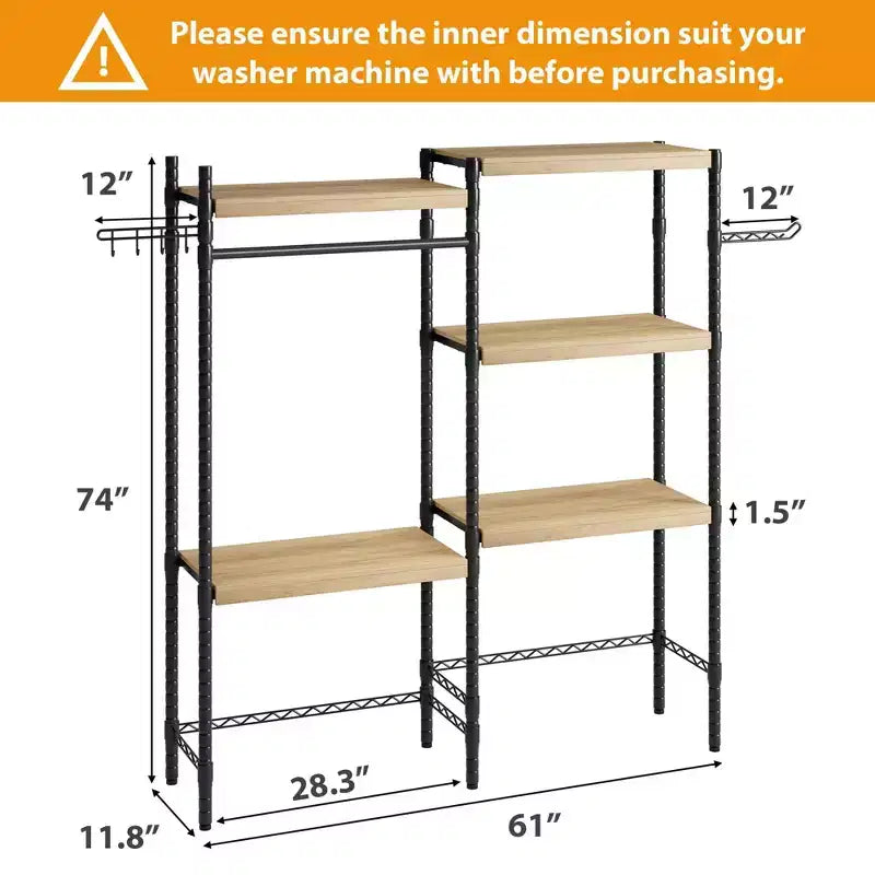 2-Tier Laundry Room Countertop - Waterproof Wood with 2.75'' Edge Rails & Anti-Slip Pads