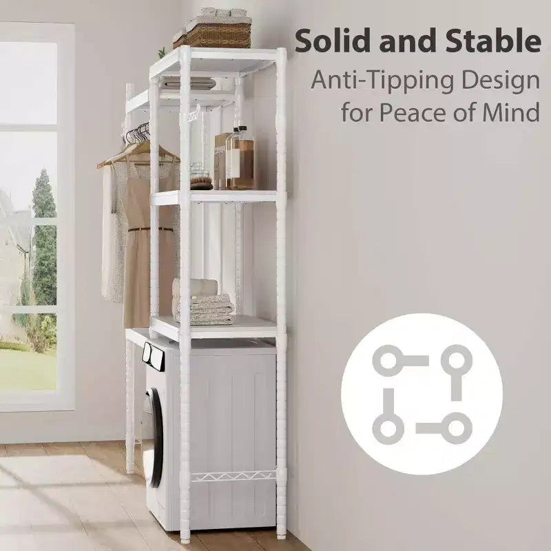 2-Tier Laundry Room Countertop - Waterproof Wood with 2.75'' Edge Rails & Anti-Slip Pads