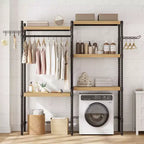 Washer Dryer Countertop, 2-Tier Laundry Room Countertop - Waterproof Wood with 2.75'' Edge Rails, Anti-Slip Pads