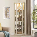 Lighted Corner Curio Cabinet with Tempered Glass Door & LED Display