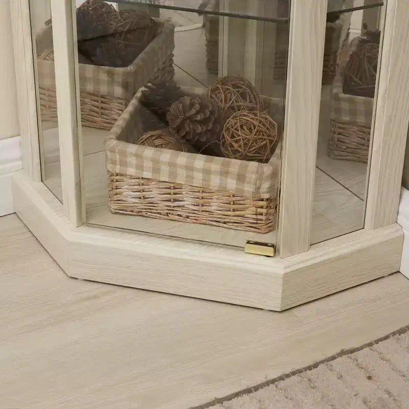 Lighted Corner Curio Cabinet with Tempered Glass Door & LED Display