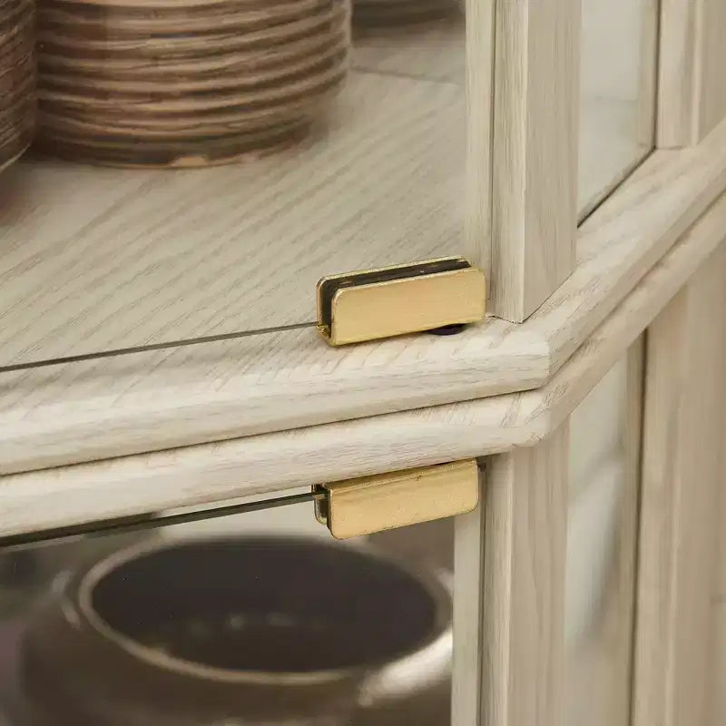 Lighted Corner Curio Cabinet with Tempered Glass Door & LED Display