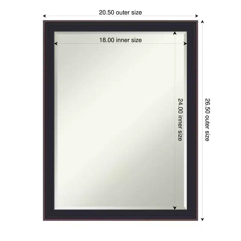Black Bronze Beveled Bathroom Wall Mirror 26.5 x 20.5 in.