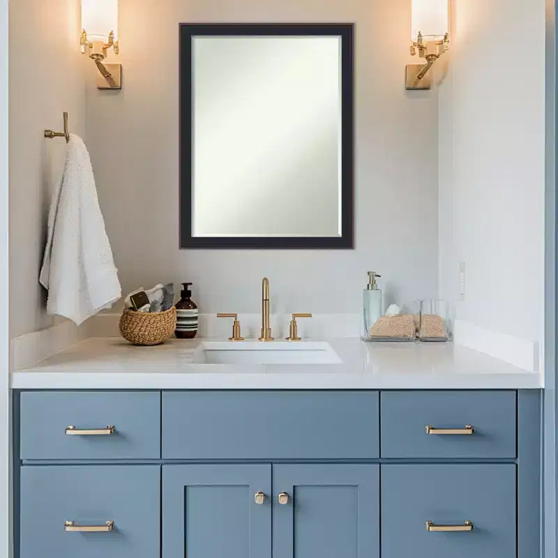 Black Bronze Beveled Bathroom Wall Mirror 26.5 x 20.5 in.