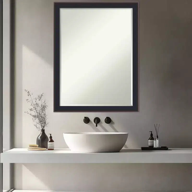 Black Bronze Beveled Bathroom Wall Mirror 26.5 x 20.5 in.