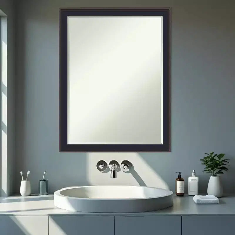 Black Bronze Beveled Bathroom Wall Mirror 26.5 x 20.5 in.