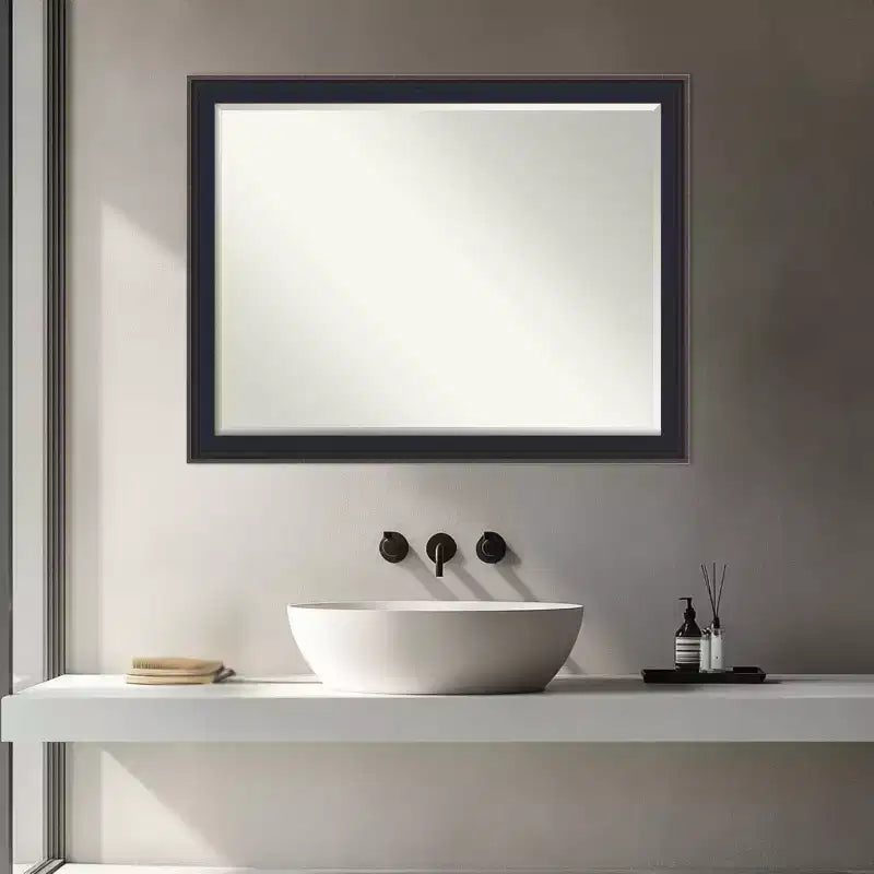 Black Bronze Beveled Bathroom Wall Mirror 26.5 x 20.5 in.