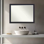 Miroir mural biseauté noir bronze pour salle de bain 26,5 x 20,5 po