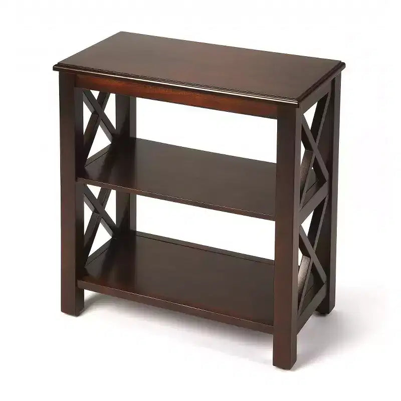 HomeRoots 25 Dark Brown Two Tier Standard Bookcase