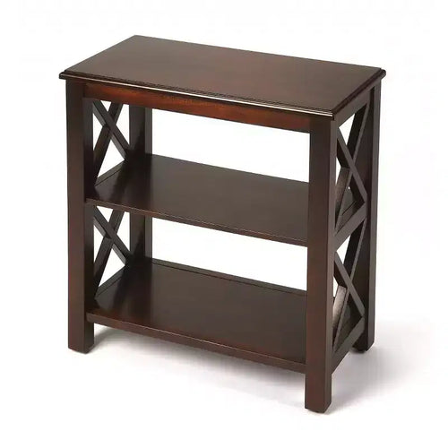 HomeRoots 25 Dark Brown Two Tier Standard Bookcase