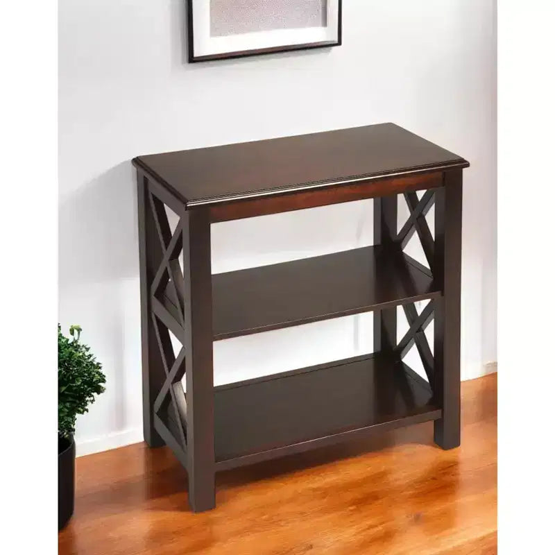 25" Dark Brown Two-Tier Standard Bookcase