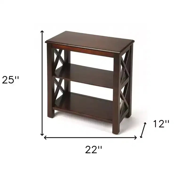 25" Dark Brown Two-Tier Standard Bookcase