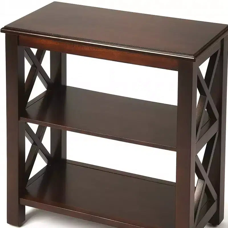 25" Dark Brown Two-Tier Standard Bookcase