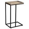 COZAYH Farmhouse C End Table, Accent Furniture with Woven Rattan Tray Top, Black