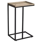 COZAYH Farmhouse C End Table, Accent Furniture with Woven Rattan Tray Top, Black